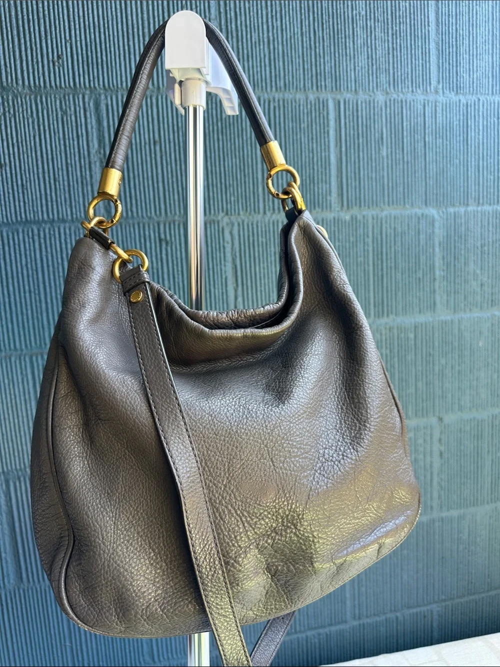 Marc Jacobs Pebbled Gray Leather Hobo